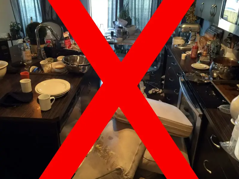 Messy Airbnb room that needs cleaning